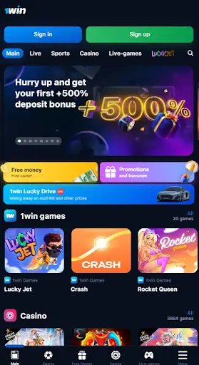 1win betting app interface